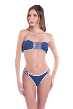 RIPPED BANDEAU REVERSÍVEL - INDIGO CUT-OUT & FRINGE