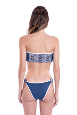 RIPPED BANDEAU REVERSÍVEL - INDIGO CUT-OUT & FRINGE