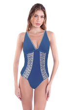 RIPPED HALTER MAIÔ - INDIGO CUT-OUT & FRINGE