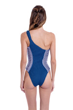 RIPPED ONE SHOULDER  MAIÔ - INDIGO CUT-OUT & FRINGE