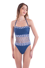 VINTAGE BANDEAU MAIÔ - INDIGO CUT-OUT & FRINGE