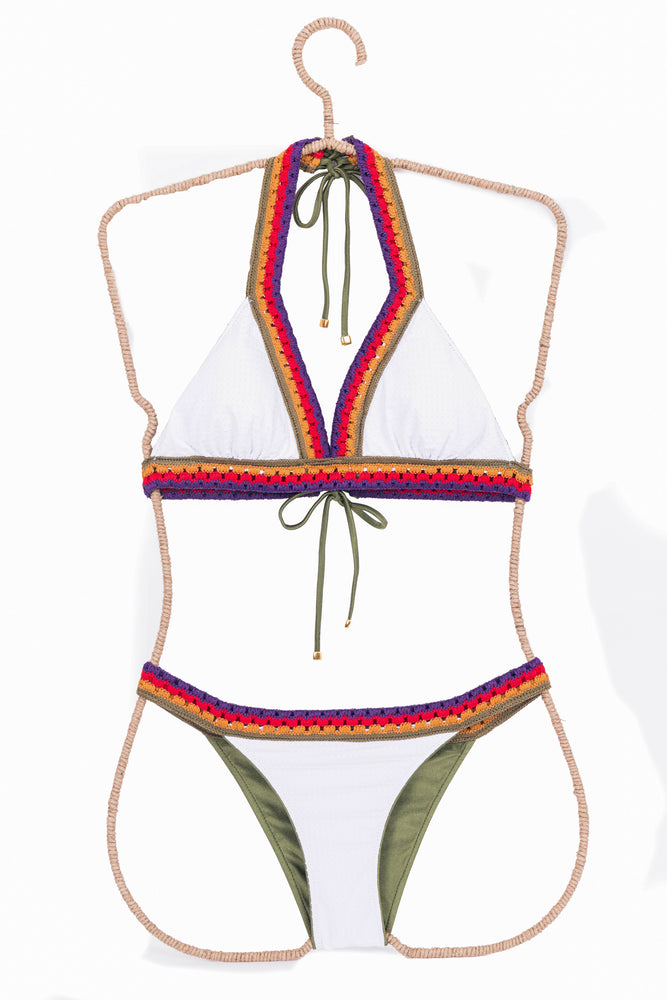 BIQUÍNI CROCHETED REVERSIBLE - WHITE/MILITAR